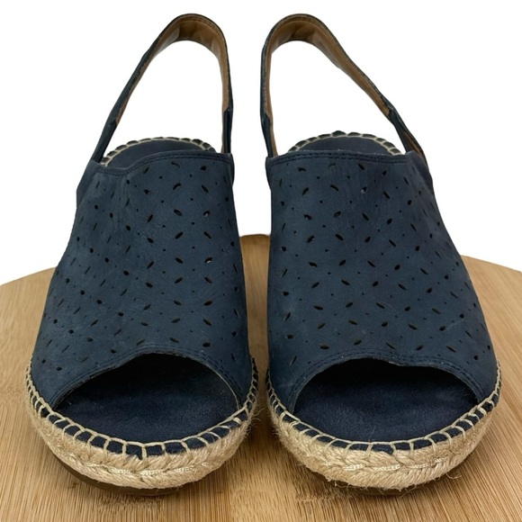 Clarks Unstructured Navy Blue Suede Espadrille Wedge Sandals – Size 7.5 Medium - Picture 6 of 13